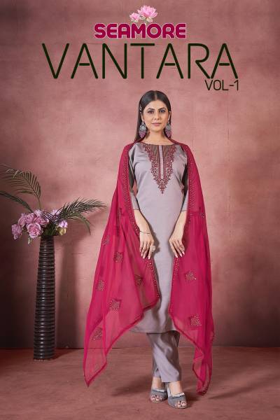 SEAMORE VANTARA VOL-01 80001 TO 80003 DESIGNER SILK SALWAR SUIT WHOLESALER IN INDIA